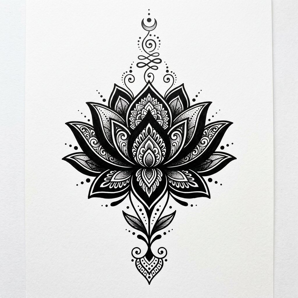 Blackwork Lotus