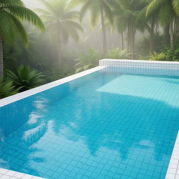 Forêt tropicale profonde de Bali entourée de palmiers denses et de fougères, brume matinale, destination de villégiature zen et relaxante.