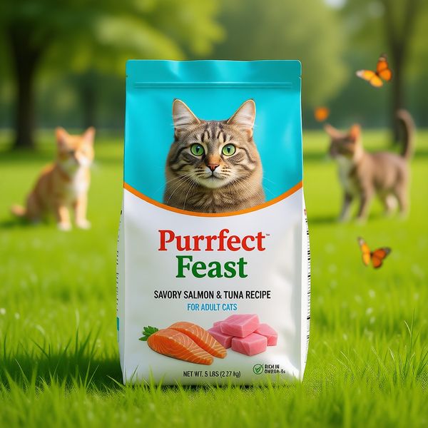 Pelouse ensoleillée avec chats mignons jouant en arrière-plan flou, papillons voltigeant, scène naturelle extérieure saine et vibrante.