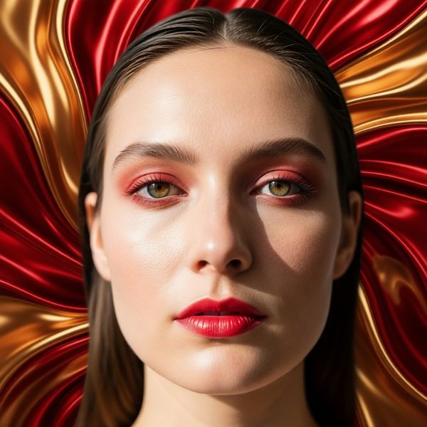 Arrière-plan d'art fluide abstrait, liquides rouge et or soyeux entrelacés, texture de publicité de cosmétiques haut de gamme luxueux, détails macro.